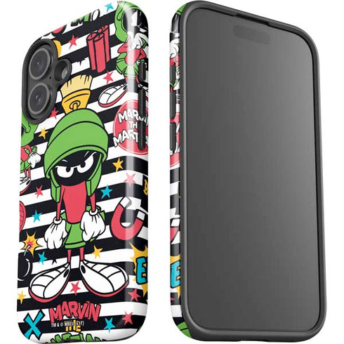 Looney Tunes Marvin the Martian Striped Patches iPhone 16 Plus Impact Case